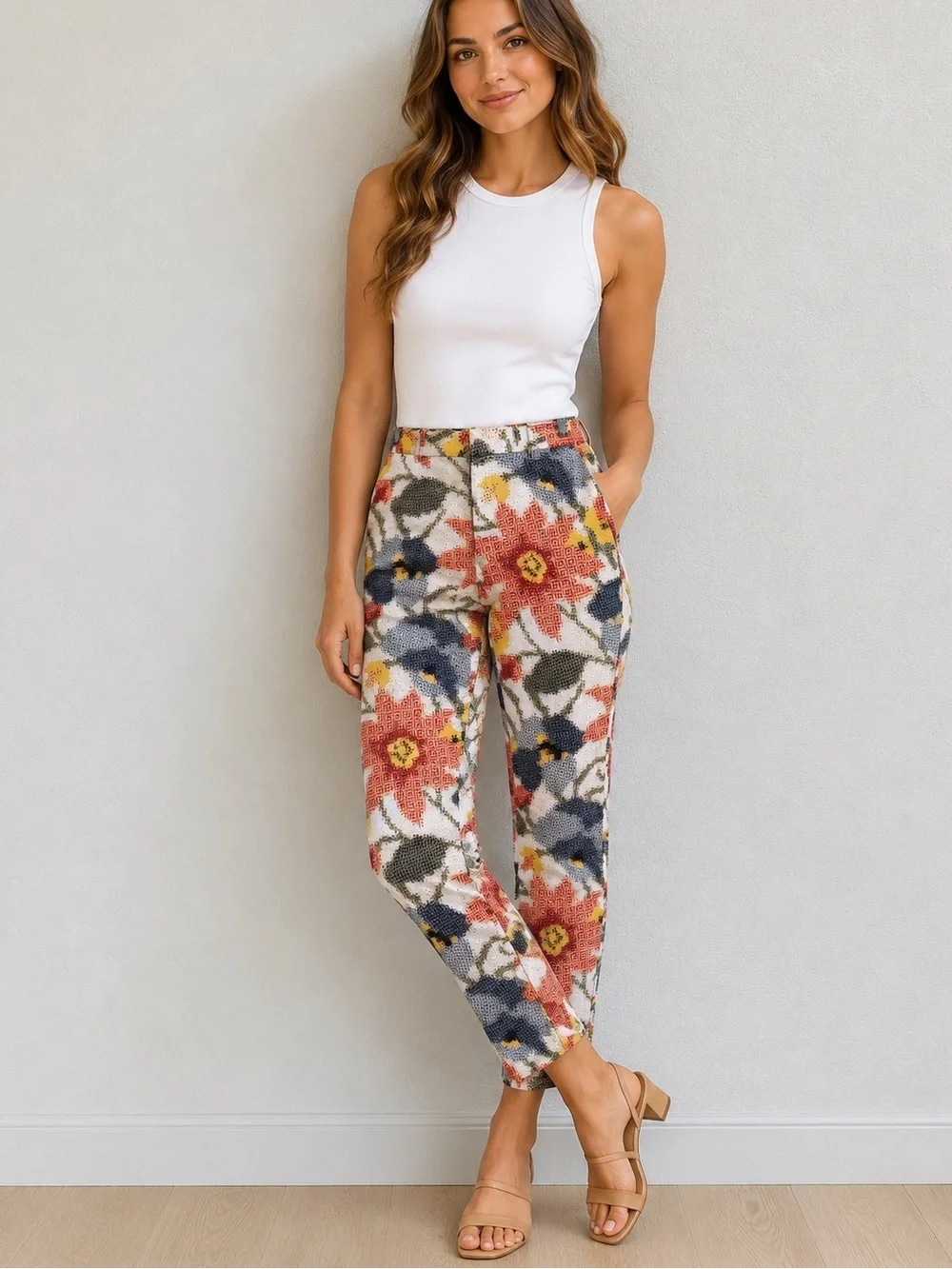 Kate Spade Saturday Floral Pixel Print Slim Stretch Twill Chinos Size 4